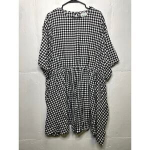 Shiny by Nature 5XL Black White Gingham Print Tunic Dress